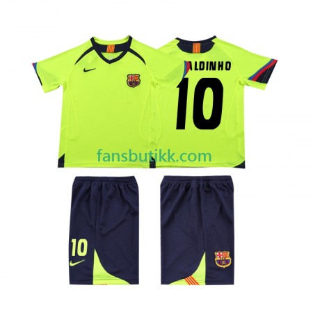 Fotballdrakt FC Barcelona RONALDINHO 10 2006 Barn Retro Bortetrøye 2005 Kortermet